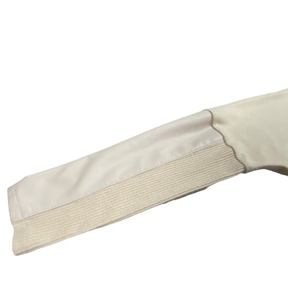 Express Women Cozy Mock Neck Faux Leather Long Sleeves Cream Sweater Medium - Picture 6 of 11